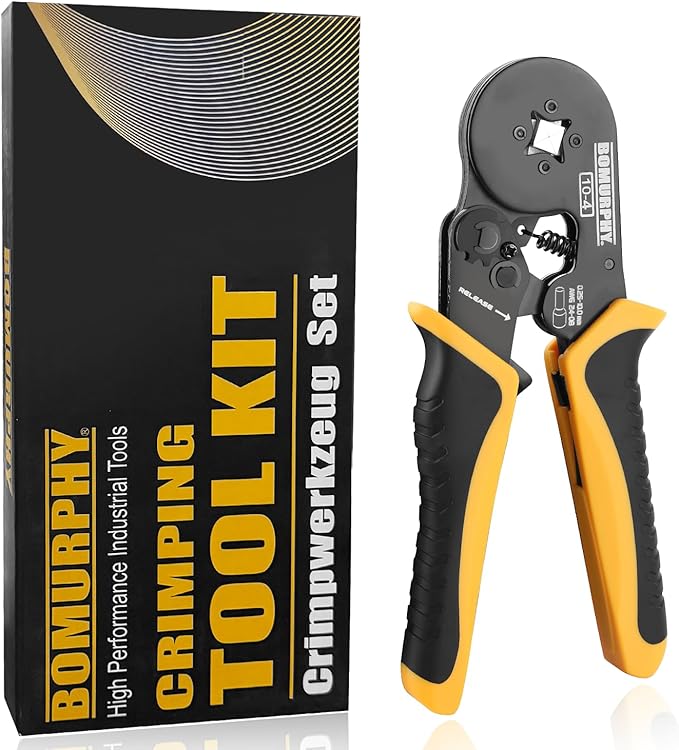 Ferrule Crimping Tool Kit with Wire Connectors, AWG24-8 Sawtooth Self-Adjustable Ratchet Wire Terminals Crimper Kit (Crimper Plier)