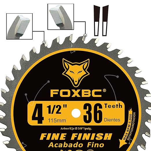 FOXBC 4-1/2 Inch Trim Circular Saw Blade 36 Tooth Fine Finish Wood Cutting with 3/8-Inch Arbor