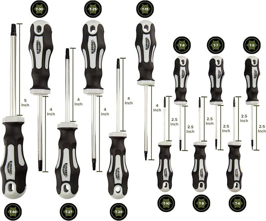 Blackout XP 12-Piece Torx Screwdriver Set Plus Zippered Carrying Bag | Precision Magnetic Screwdriver Tool Set, Black (12 Piece)