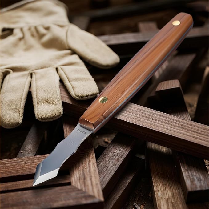 RUITOOL Marking Knife, Long‑Neck Thin Blade Scribing Tool with Dual Grooves for Woodworking – High Carbon Steel Double Beveled Blade for Precision Wood Carving & Fine‑Line Scribing in Narrow Grooves