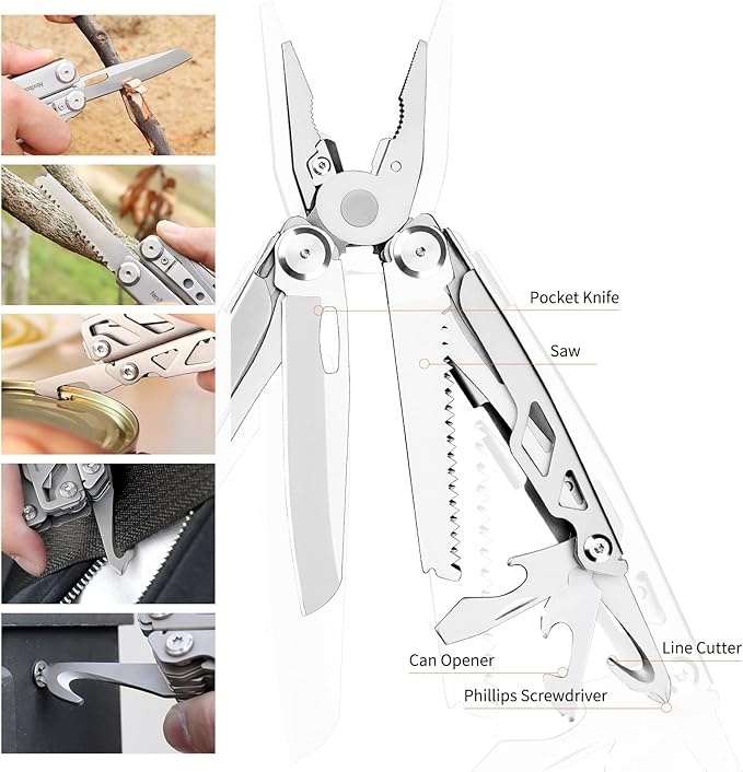 NexTool Flagship Pro Multitool, Foldable Utility Knife with Safety Locking, EDC Multitool with Pocket Knife, Full Size Scissors, Can Opener for Camping, Survival, Fishing, Cool Gifts for Men