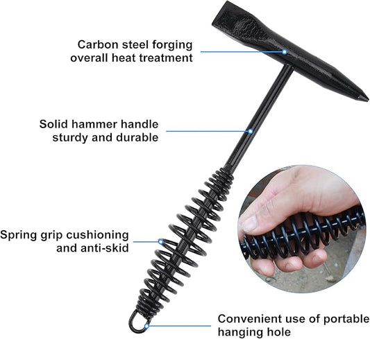 Chipping Hammer Welding with Coil Spring Handle,11Inch Welding Steel Wire Brush for Cleaning Removing Slag and Welding Residue