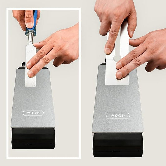 Double-sided Diamond Sharpening Stone Set ??Coarse 400 & Fine 1200 Grit ??Durable & Rust-Proof with Sharpening Stone Holder and Angle Guide(8 x 3 Inch)