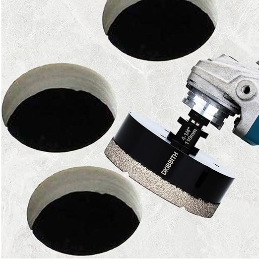DKIBBITH 4-1/4 in Dry Diamond Core Drill Bit, Tile Hole Saw for Ceramic Porcelain Granite Quartz Marble Tiles Stone Brick Glass Block with 5/8-11 Thread Fit Angle Grinders, 110mm Black