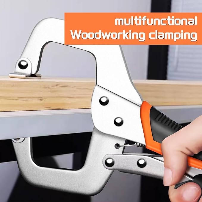 Locking Pliers Set,6-Pack Vice Grips,5"/7"/10"Curved Jaw Locking Pliers,6-1/2"& 9-1/2" Needle Nose Vise Grips and 6" C-Clamp for welding,Metal Bending,Woodworking