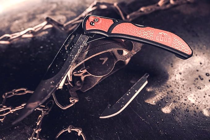 OUTDOOR EDGE RazorGuide Roll Pak | Hunting Knife Set Features Two Replaceable Blade Hunting Knives, Bone Saw, all Stored Securely in a Compact Roll Pack (Black Roll Pack)
