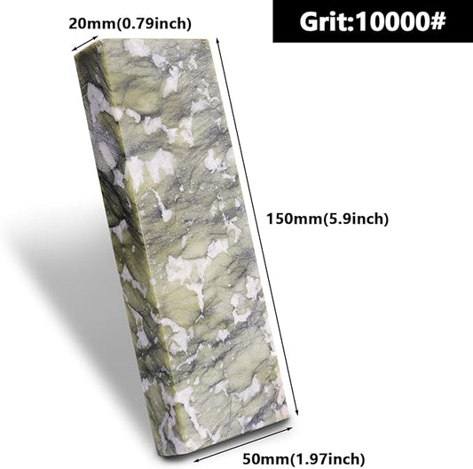 10000# Sharpening Stone,Ultra Fine Polishing Mirror Edge Stone with Non-slip Base Natural Green Whetstone for Knives Tools,Cutting Tools (5.9x1.97x0.79Inch)