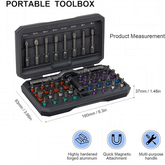 42 in 1 Magnetic Screwdriver Set, DIY Ratchet Screwdriver Set, Multi Bit Screw Driver Set Kit with Case, Handle Detachable, Portable Repair Tool for Electronics, Glasses, Bicycles & Home Repair