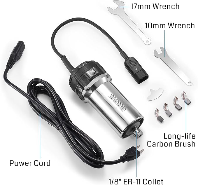 Genmitsu 710W CNC Compact Router 65mm Diameter, Spindle Motor with LCD Digital Display 6 Adjustable Speeds, 1/8??ER11 Collet, 4 Carbon Brushes, for CNC Milling Machine