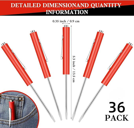 36 Pieces Pocket Screwdriver Mini Tops and Pocket Clips Magnetic Slotted Small Screw Driver with a Single Blade Head for Mechanical, Electrician (Red)