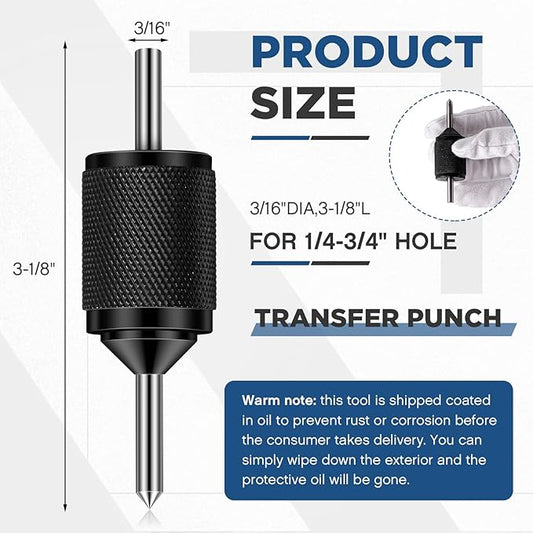 Blosssound Universal Transfer Punch Center Aligner Punch Metal Hardened Pin Machine Tools Range 3/16" to 5/8" for Workshop DIY Garage Hand Tool