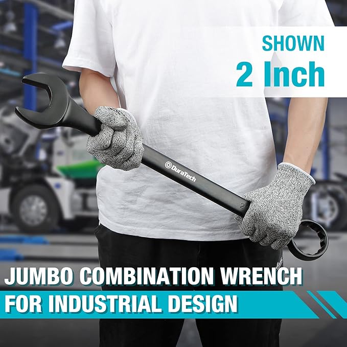 DURATECH Jumbo Combination Wrench Set, SAE, 6-piece, 1-3/8'' to 2'', CR-V Steel, Black Electrophoretic Coating, with Pouch