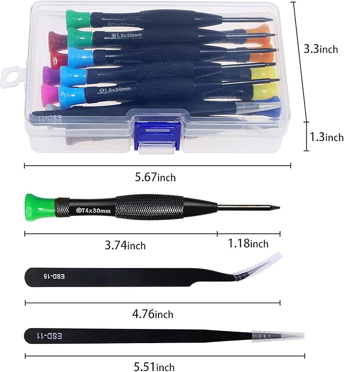 Torx Screwdriver Set, FIXITOK 18Pcs Mini Screwdriver Set Magnetic Small Torx Phillips Flathead Screwdrivers with T2 T3 T4 T5 T6 T7 T8 T9 T10 Screwdrivers Tweezers for Xbox Mac PS4 Laptop Phone Watch