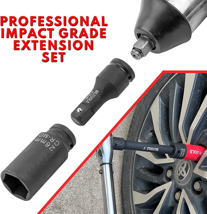 BILITOOLS 3/4" Drive Impact Extension Set 4", 6", 10" CR-MO Steel Socket Ratchet Wrench Extension Bar Set
