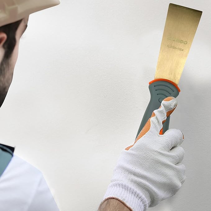 WEDO Non-Sparking Putty Knife 60mm(2-1/2??, Stiff Spark-free Safety Scraper Painter, Die-Forged, Corrosion Resistant, DIN Standard, Aluminum Bronze, 8??Length