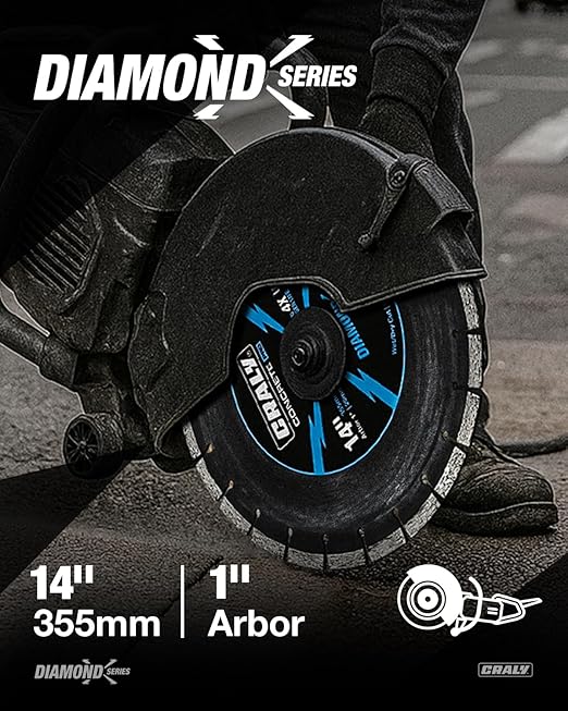 CRALY 14 Inch Super Thin Segmented Diamond Blade, 1 in Arbor, 9'' Diamond Stone Blade for Angle Grinder & Masonry Saw, Diamond Cutting Wheel for Cutting Concrete, Paver, Masonry, Stone, Granite, 2PC