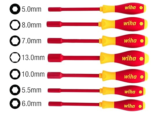 Wiha 32293 7-Piece 1000-Volt Metric Insulated Nut Driver Set