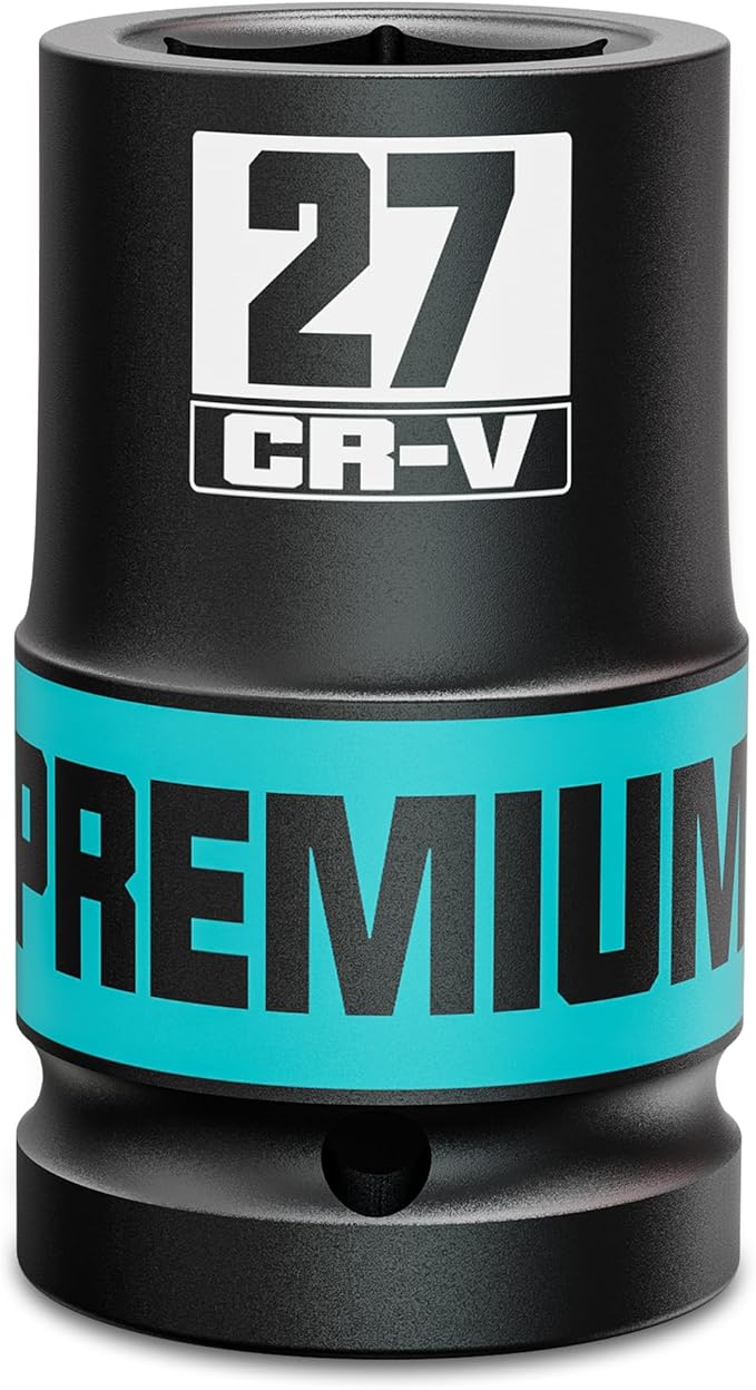 1" Drive 6 Point Impact Socket, 27mm Deep Socket, Metric, CR-V, Automotive Maintenance Machinery Manufacturing
