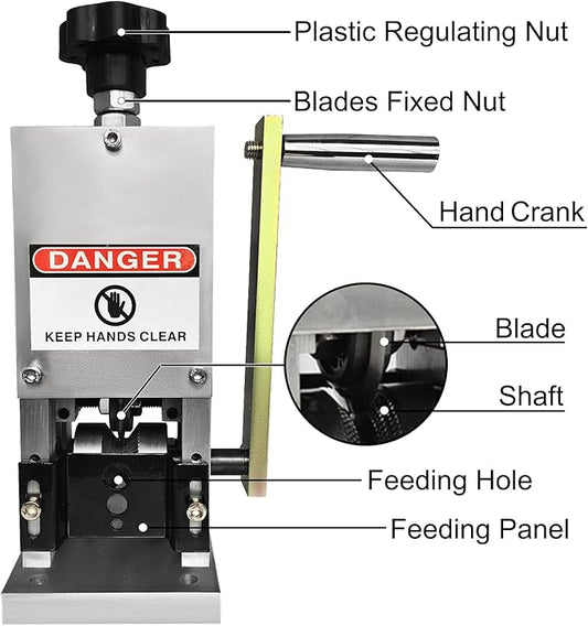 Happybuy Manual Wire Stripping Machine 0.06-0.98 inches, Wire Stripper Machine with Hand Crank Portable, Wire Stripping Tool Aluminum Construction,for Scrap Copper Recycling