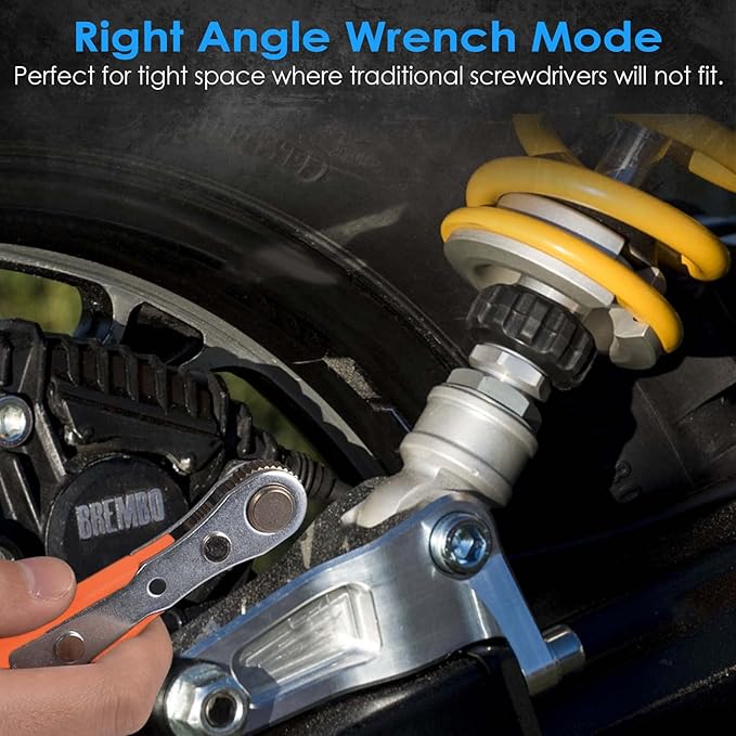 133in1 Mini Ratchet Wrench Screwdriver Bit Set with 1/4" Hex Shank Phillips/Pozidriv/Hexagon/Torx/Slotted/Square Bits, 36-Tooth Gear, Magnetic Bit Holder, 90 Degree Drive Handle