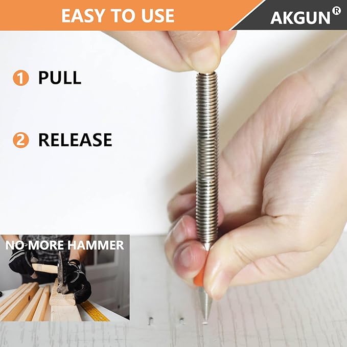 2-Piece Dual Head Nail Setter Kit, Nail Setter Features 1/32-in, 1/16-in, 3/32-in, 1/8-in, Hammerless Nail Set Trim Pak for Wood