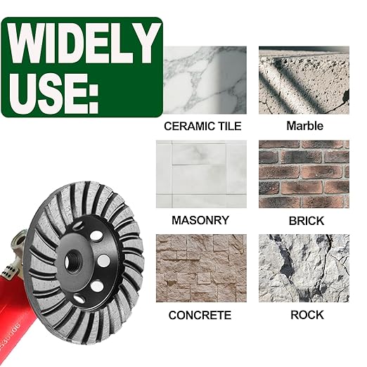 2pcs - 4" Concrete Diamond Cup Wheel Grinding with 5/8"-11 Arbor 30 Grit, Turbo Diamond Angle Grinder Wheels Steel Based for Concrete Granite Marble Masonry Brick