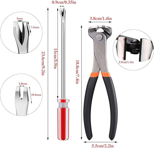 Honoson 3 Pcs Nail Puller Pliers Nail Remover Tool Set Include 7" End Cutting Pliers 6" Bendable U Tip and V Tip Tack Lifter for Remove Jewelry Cutting Wires Furniture Floor Wall Photo(Black)