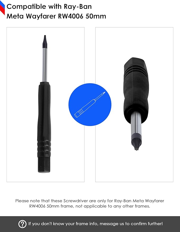 BLAZERBUCK Screw Drivers Screw Fixing Tools for Ray-Ban Meta Wayfarer RW4006 50mm Sunglass, Easy Assembly & Secure Fit