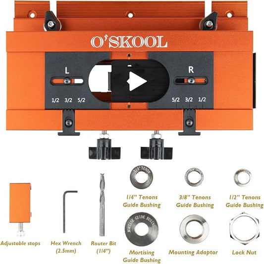 O'SKOOL Mortise and Tenon Jig is Ideal for cabinets, Chairs, and Table Construction Using a Plunge Router, RTA009