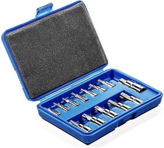Stark USA 13pcs Security Torx Bit Socket Set - 1/4", 3/8" and 1/2" Drive Sizes Range - T8-T60 with Storage Case