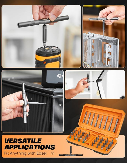 42 in 1 Magnetic Screwdriver Set, Ratcheting Screwdriver Kit,Detachable Multi-Functional Handle & 40pcs in Storage Case for Electronics, Furniture, DIY& Holiday Gifts (Orange)