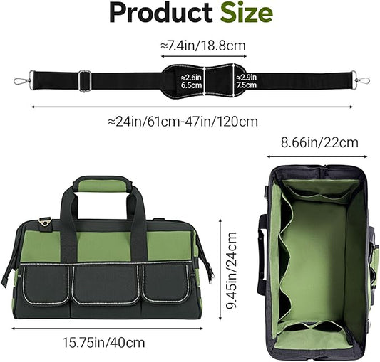 16 Inch Tool Bag with 25 Pockets Heavy Duty Portable Electrician Toolbox Tool Organizer Bag with Soft Handle Suitable for Electricians Carpenters Gardeners Construction Workers Mechanic Plumber