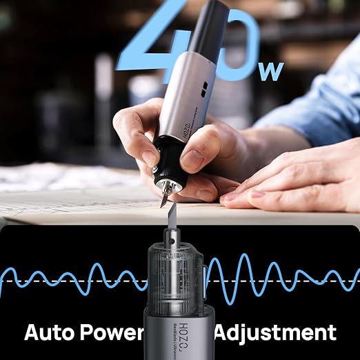 HOZO NeoBlade Wireless Ultrasonic Cutter ??40kHz Vibration & 40W Auto Power Adjustment, Replaceable Battery, Turbo Cooling, 2 Cutting Modes ??For 3D Printing, Woodworking, Prototyping,Model Mods & DIY