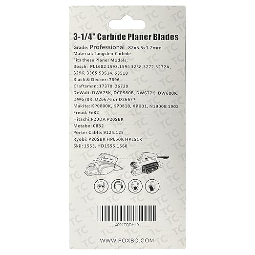 3-1/4" 82mm Tungsten Carbide Portable Planer Knife Blades Replacement for MAKITA, Bosch, DeWalt, Black&Decker, Ryobi (TCT - 10Pack)