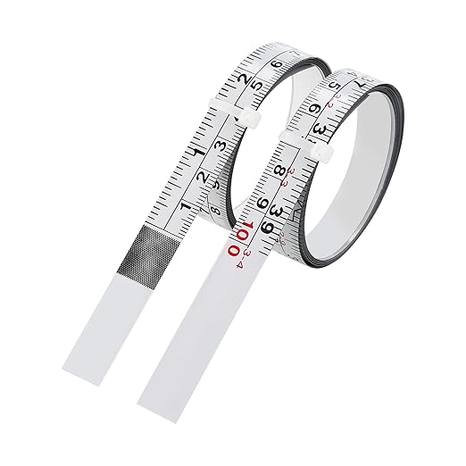 2 Packs 1/2-Inch Self-Adhesive Measuring Tape, 39 Inch or 100cm Peel and Stick Tape Measure, Imperial and Metric Scales, Left-Right Reading Ruler Tape for Workbench, Table Saw, Drafting Table, White