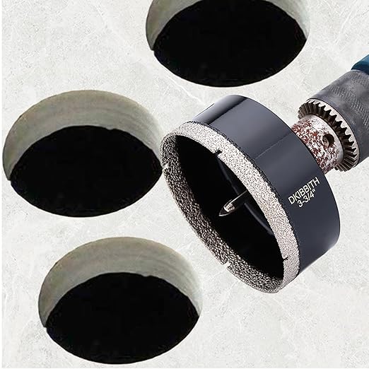 DKIBBITH 3-3/4" Diamond Hole-Saw Bits with Pilot Drill Bit - 3-3/4" Diamond Tipped Tile Hole Saws with Guiding Bit for Porcelain Tile Ceramic Pottery Granite Stone Glass Bottles 95mm.