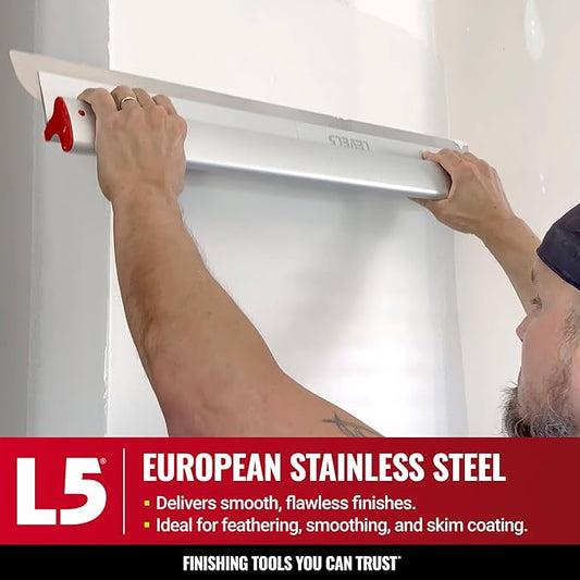 LEVEL5 Drywall Skimming Blade Set | 10, 24 & 32 Inch Skimming Blades | Ergonomic Aluminum Body | Replaceable 0.3mm German Stainless Steel Blade | for Smoothing Walls and Ceilings | 5-444