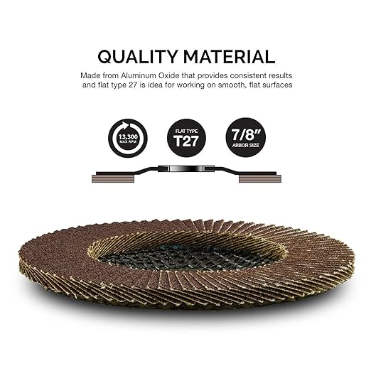 NEIKO 11106A 10 Pack Aluminum Oxide Flap Discs 4-1/2 for Angle Grinder, 40 Grit Flapper Wheel, Flat T27 Grinding Wheel 4.5 Inch Flap Disc, 7/8" Arbor Grinding Disc, Wood & Metal Sanding