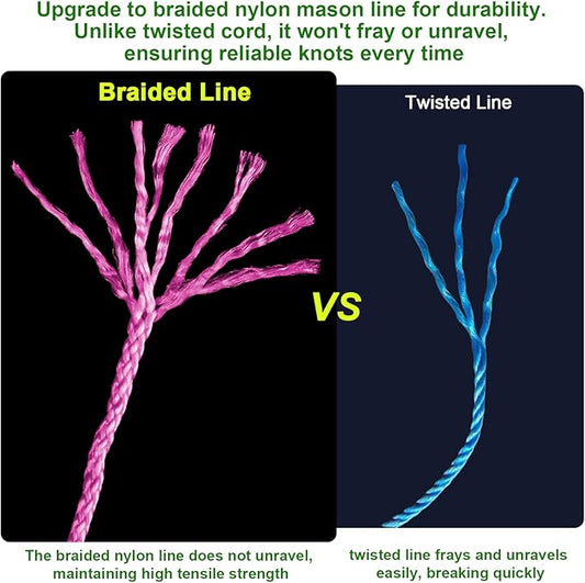 IMAGE 6 Roll Mason Line String Line - #18 Braided Nylon String - 500 Ft Length - Nylon with Reloadable Line Reel Twine for Gardening Or Masonry Tools, Perfect Construction String (Pink)