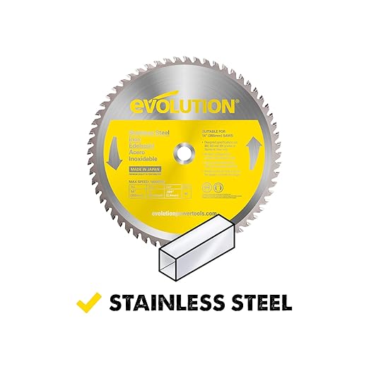 Evolution 14BLADESS | 14" 90T Stainless Steel Blade | TCT Saw Blade for Evolution S14CPS, S15CPS, S355MCS, S355CPSL | 1" Arbor | Max 1600 RPM | Precision Stainless Steel Cutting for Metalworking