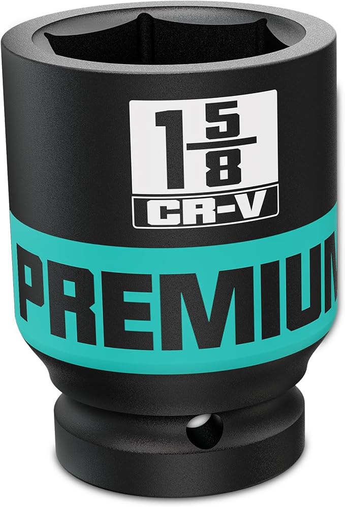 1" Drive Deep 6 Point Impact Socket, 1-5/8 '' Deep Socket, SAE, CR-V, Color-Coded for Auto Repair, Mechanics & DIY