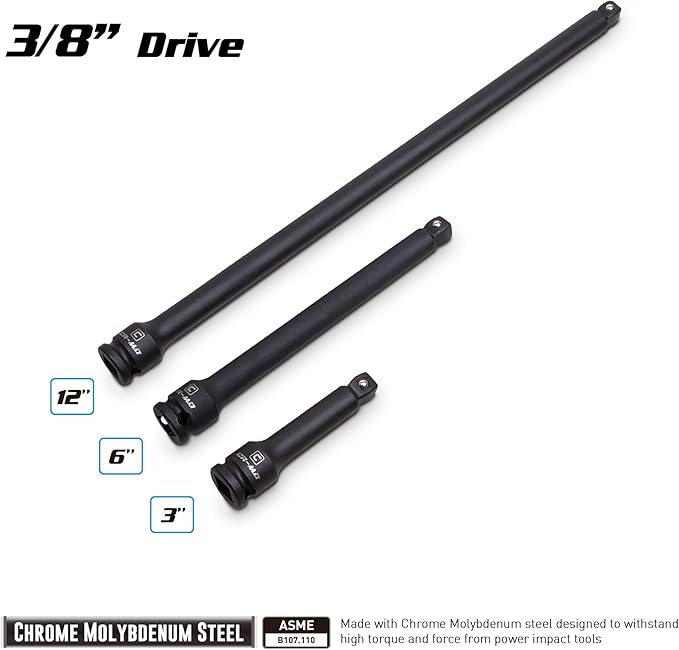 Capri Tools 3/8-Inch Drive Wobble Impact Extension Bar Set, CrMo, 3-Piece