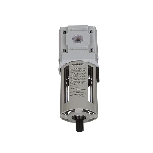 PneumaticPlus PPF3-N03B Compressed Air Particulate Filter 3/8" NPT, 5 Micron, Poly Bowl, Manual Drain, Bracket