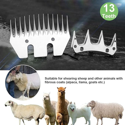 13 Tooth Sheep Shears Replacement Blades PRO Universal Blade for All Major Brands Oster GDJOB TAKEKIT BEETRO Dragro Lister Heiniger Sheep Clippers for Sheep Alpacas Goats (13 Tooth Silver)