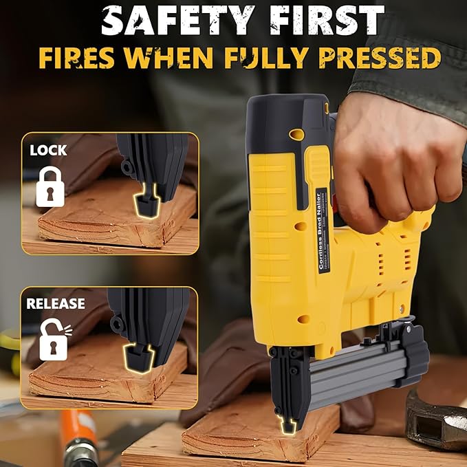 Cordless 2 in 1 Brad Nailer & Staple, Battery Powered, Compatible with De W alt 20V (No Battery), 18 Gauges, Combo Single Mode, Safety Pin, Includes 400 Nails