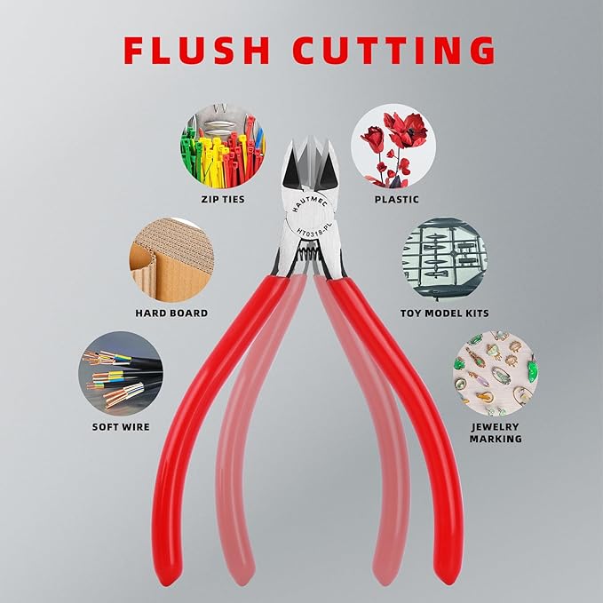 HAUTMEC 6" Flush Cutters Ultra Sharp Flush Cut Pliers 2PCS Small Wire Cutters for Crafting, Spring Loaded and Non-slip Grip Wire Snips for Plastic, Jewelry Marking, Zip Tie, Artificial Flowers