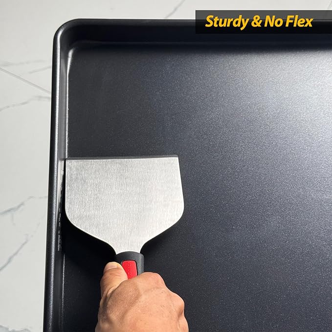 Vovoly Wide Griddle Scraper, 4.3?쐘4.3'' Smashed Burger Scraper Grill Scraper Spatula Burger Turner - Full Tang Silicon Handle Professional Grade Grill Accessories, Knife Grade Stainless Steel