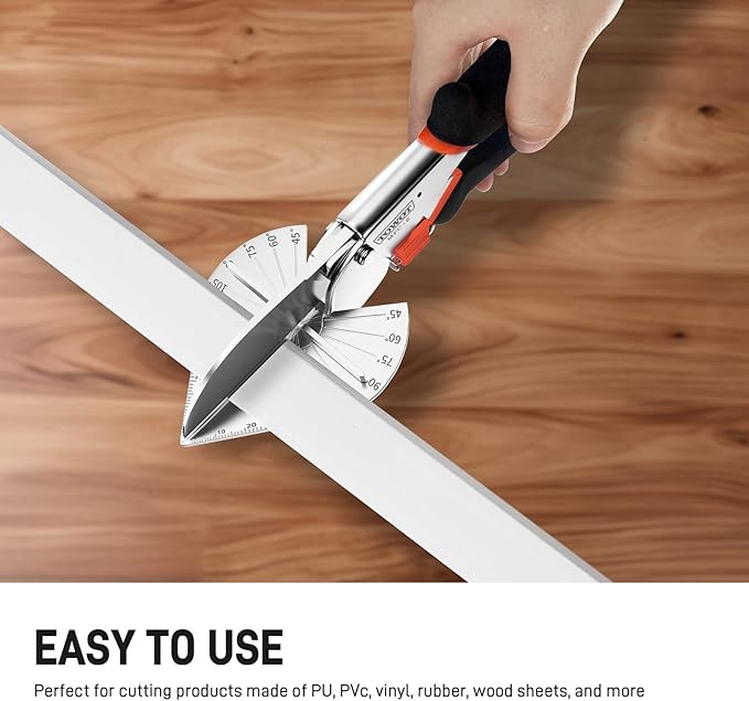 TOWOT Multifunctional Trunking Miter Shears for Molding and Trim Cutter,Adjustable at 45 To 135 Degree With Safety Lock Hand Tools for Cutting Plastic, PVC and Molding Trim, with Replacement blades