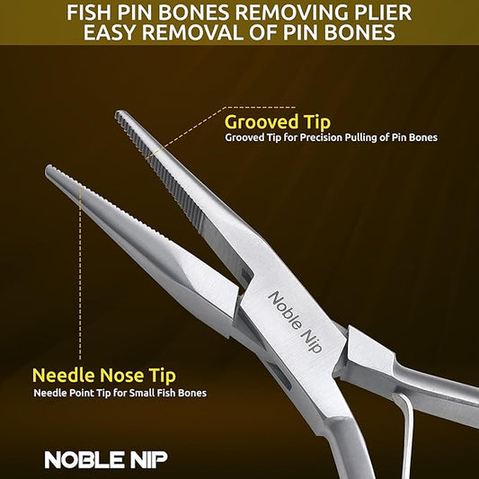 Fish Bone Pliers 6-Inch Japanese Heavy Duty Needle Nose Plier Hook Remover for Fish with Stainless Steel Professional Silver Dishware Safe for Plucking & Pulling Pin Bones Fishing Pliers.