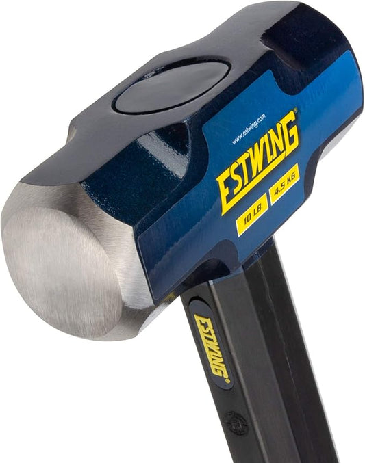 Estwing 10-Pound Hard Face Sledge Hammer - 36-Inch Indestructible Handle, Locked Steel Head, Vulcanized Rubber Grip for Demolition & Stake Driving